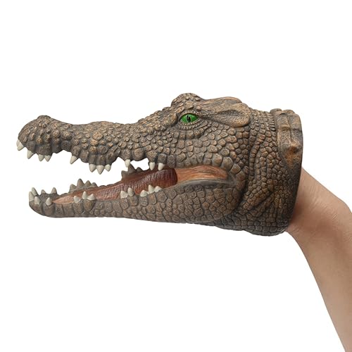 Gemini&Genius GeminiGenius Crocodile Hand Puppet Toys Funny Scared Alligator Head Puppets in Home Stage and Class Role Play Toy for Kids and Toddlers - Image 1
