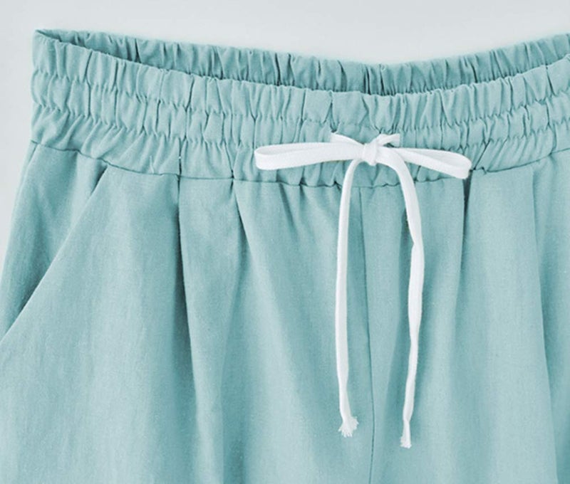 Vcansion Women's Drawstring Elastic Waist Shorts Plus Size Shorts Light Blue Asian 2XL/US 8-10 - Image 2