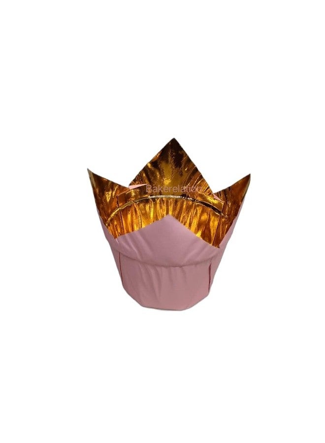 Bakerelation Tulip Cup Cake Liners Pink Golden Tulip Cup Cake Liners 100pcs - Image 2
