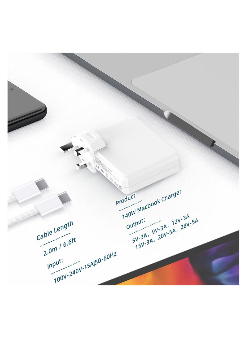 Anmi 140W MacBook Pro charger USB C Super Fast Charger,Compatible with MacBook Pro 16, 15, 14, 13 Inch, MacBook Air 13 Inch, iPad Pro 2022/2021/2020/2019/2018, Included 6.6ft USB C to C Cable - Image 3
