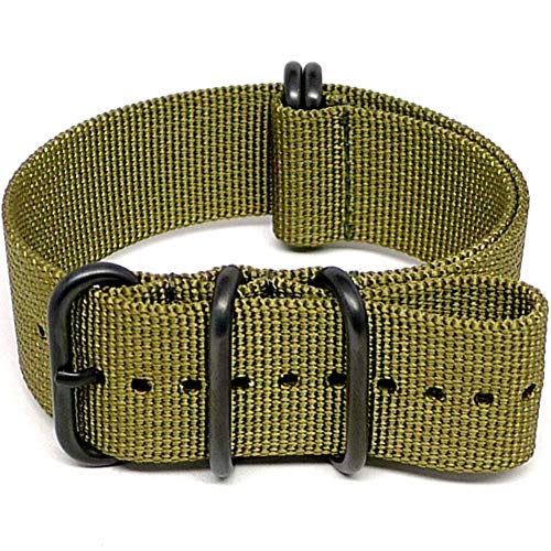 Da Luca Ballistic Nylon Military Watch Strap - Olive (PVD Buckle) : 20mm - Image 1