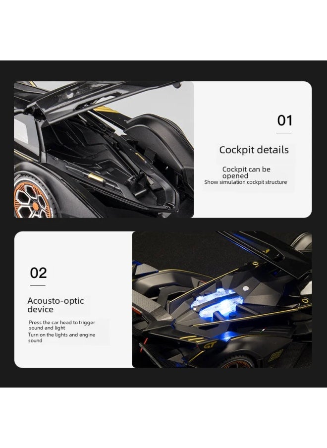 null - 122 Lamborghini V12 Alloy Model Car Boys Toy Car Dashboard Decoration Live Broadcast Recommendation Static Model Non-electric-Color:1-22 Jiaye Aston Martin DBS-Huang - Image 1