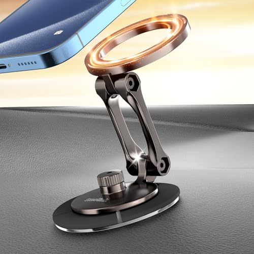 Smolink Tesla Phone Mount All Metal Strong Magnet Magnetic Phone Holder for Car Dashborad and Tesla Model 3YSX Foldable Hidden for MagSafe Car Mount Fit for iPhone All Phones Black - Image 1