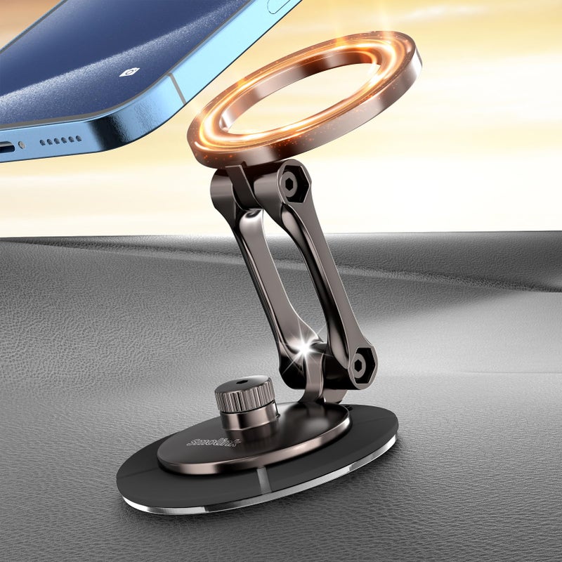 Smolink Tesla Phone Mount All Metal Strong Magnet Magnetic Phone Holder for Car Dashborad and Tesla Model 3YSX Foldable Hidden for MagSafe Car Mount Fit for iPhone All Phones Black - Image 2