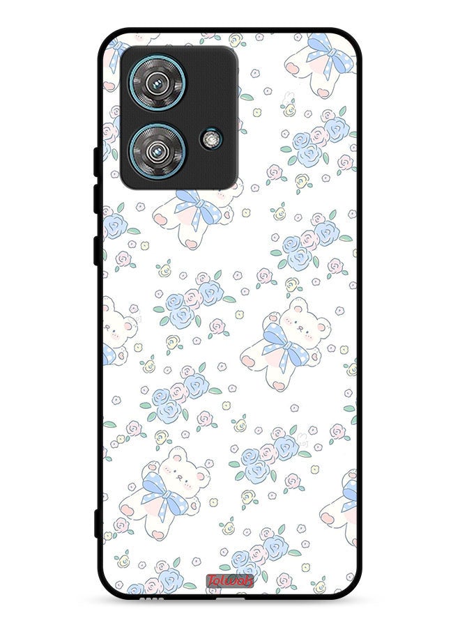 Tolwak Motorola Edge 40 Neo 5G Protective Case Cover Cute Teddy Bear And Flowers Icon  - Image 1