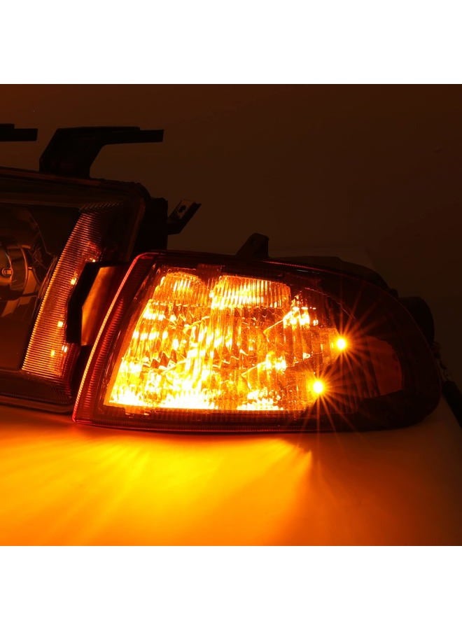 M-AUTO Headlight Assembly Pair Left+Right Compatible with 1992 1993 1994 1995 Honda Civic 2/3Dr - Black Housing Clear Lens Crystal Amber Corner - Image 5