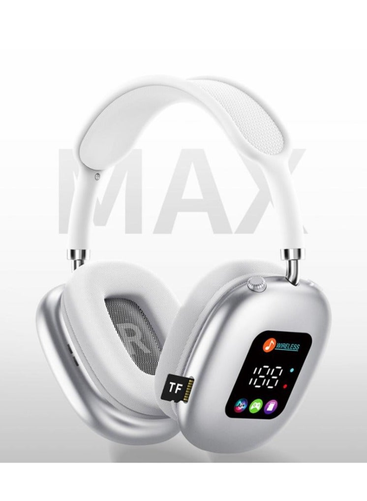 Over Head Headphones Wireless Bluetooth Earphones with LED Digital Display, Lightweight Headset, Deep Bass for Home Office Cellphone PC Ect（Sliver） - Image 2