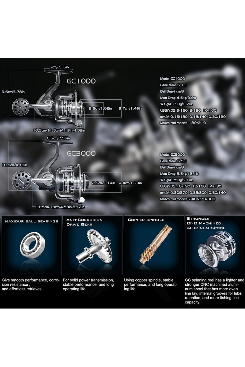 مجموعة صنارة صيد قابلة للتمديد مع بكرة، مجموعة كاملة، قضيب صيد من ألياف الكربون، مجموعة طعوم، مجموعة سفر محمولة مع حقيبة حمل للصيد في البحر والمياه العذبة - Image 5