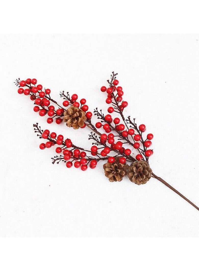 غصن توت اصطناعية والصنوبر  لزينة شجرة الكريسماس  بلون احمر شجرة عيد الميلاد 57 سم - Image 1