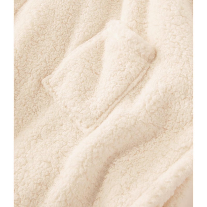 CUBRIDGE Super Soft Wearable Blanket, Comfy Poncho Throw with Hoodie & Pockets for Bed Office, Adult Oversized Warm Blankets, White - Image 5
