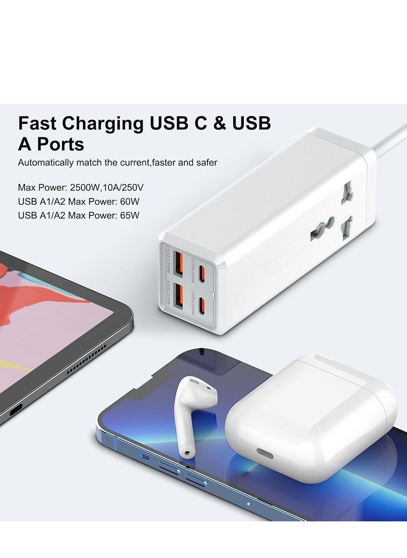 Generic 10-Way Power Extension Cord Surge Protector Strip – Includes USB-A & USB-C Ports for Versatile Charging  - Image 4