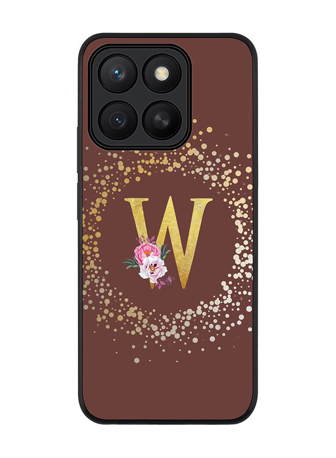 Stylizedd For Honor X8c Case,Slim fit Camera Protection, Shockproof Thin Phone cover  - Custom Monogram Floral - W  (Brown )