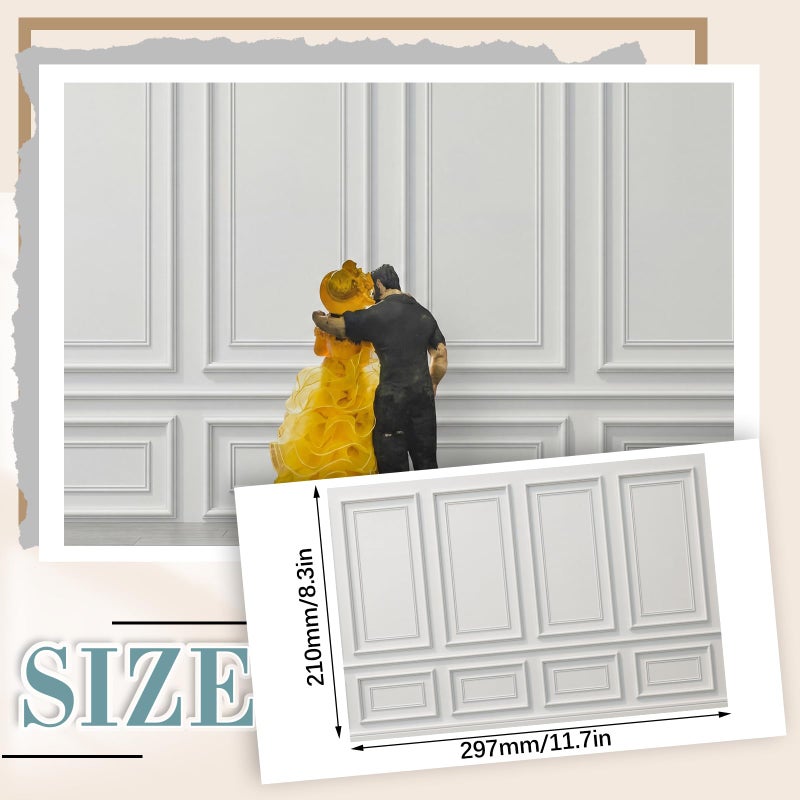Flutesan 12 Pcs Miniature Dollhouse Wallpaper and Flooring Peel and Stick Mini DIY Self Adhesive Dollhouse Accessories 8.27 x 11.69 Inch (Vintage Artistic) - Image 2