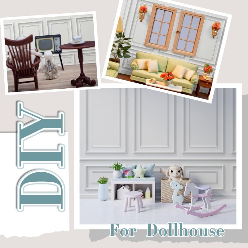 Flutesan 12 Pcs Miniature Dollhouse Wallpaper and Flooring Peel and Stick Mini DIY Self Adhesive Dollhouse Accessories 8.27 x 11.69 Inch (Vintage Artistic) - Image 5