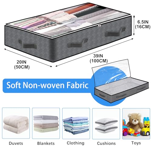BiCINE 4 Pack Under Bed Storage, 90L Collapsible Closet Containers Organizers and Under Bed Storage Bins, Underbed Storage Bags for Wrapping Paper, Blanket, Towels, Clothes, Comforter, Sweaters, Linen Sheet - Image 2