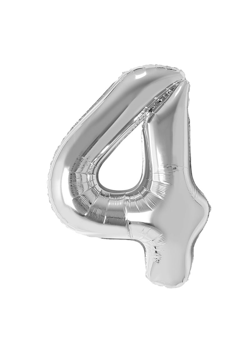 Party Zone Silver Foil Balloon Number 4 33" 