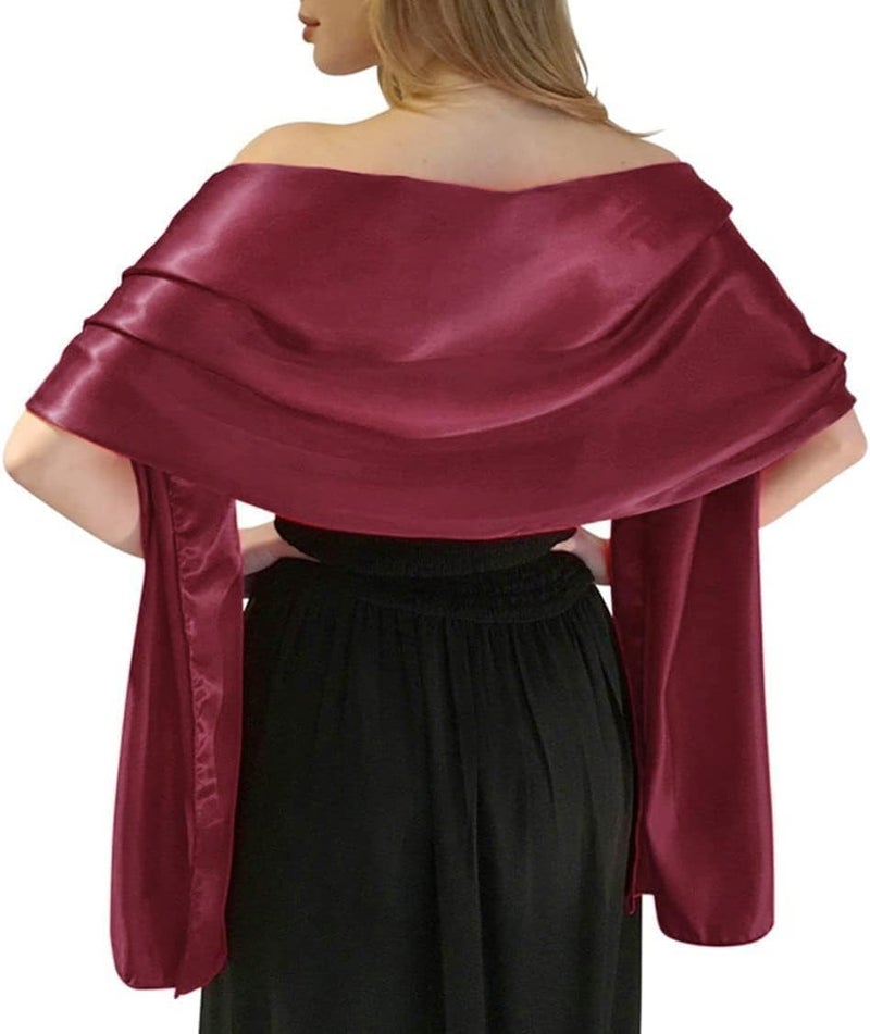 MLMW Shawls and Wraps for Evening Dresses Satin Shawl Wraps for Women Extra Long Wedding Shawls for Bridal Party - Image 1