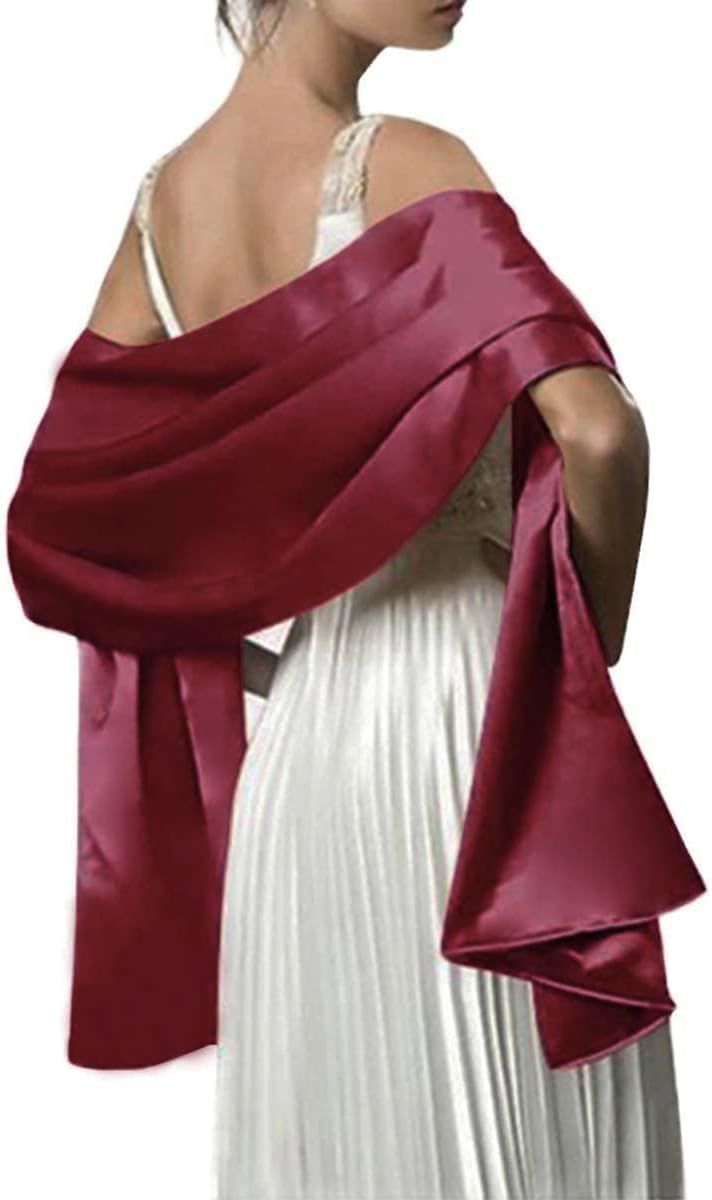 MLMW Shawls and Wraps for Evening Dresses Satin Shawl Wraps for Women Extra Long Wedding Shawls for Bridal Party - Image 2