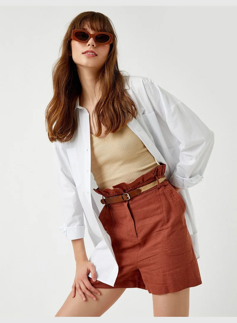 KOTON High Rise Shorts Frill Waist