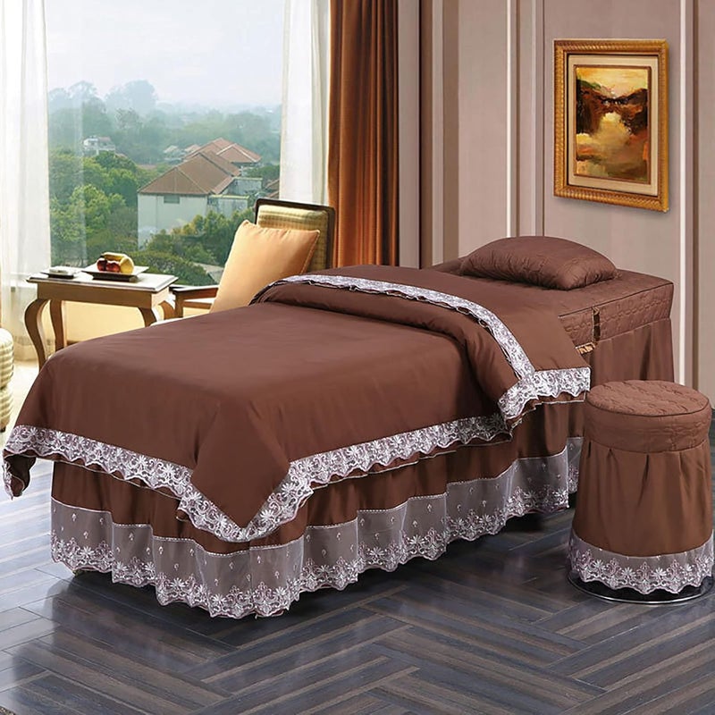KKLT 4-Piece Microfiber Massage Table Sheet Set,Premium Beauty Bedspreads Solid Color Machine Washable for Body Massage-K 190x70cm(75x28inch)