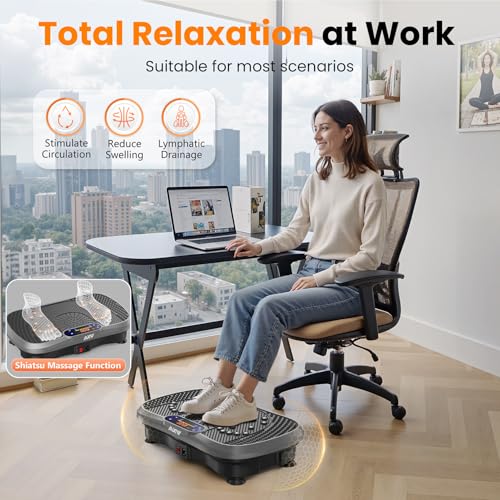 AXV Vibration Plate Fitness Platform Exercise Machine Vibrating Shaking Full Body Shaker Workout Vibrate Stand Shake Board Sport Gym for Weight Loss Fat Burner for Women Men - Image 3