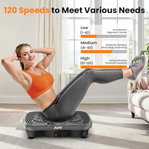 AXV Vibration Plate Fitness Platform Exercise Machine Vibrating Shaking Full Body Shaker Workout Vibrate Stand Shake Board Sport Gym for Weight Loss Fat Burner for Women Men - Image 2