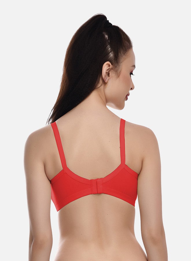 FIMS Red Cotton Blend Everyday Non-Padded Bra - Image 4