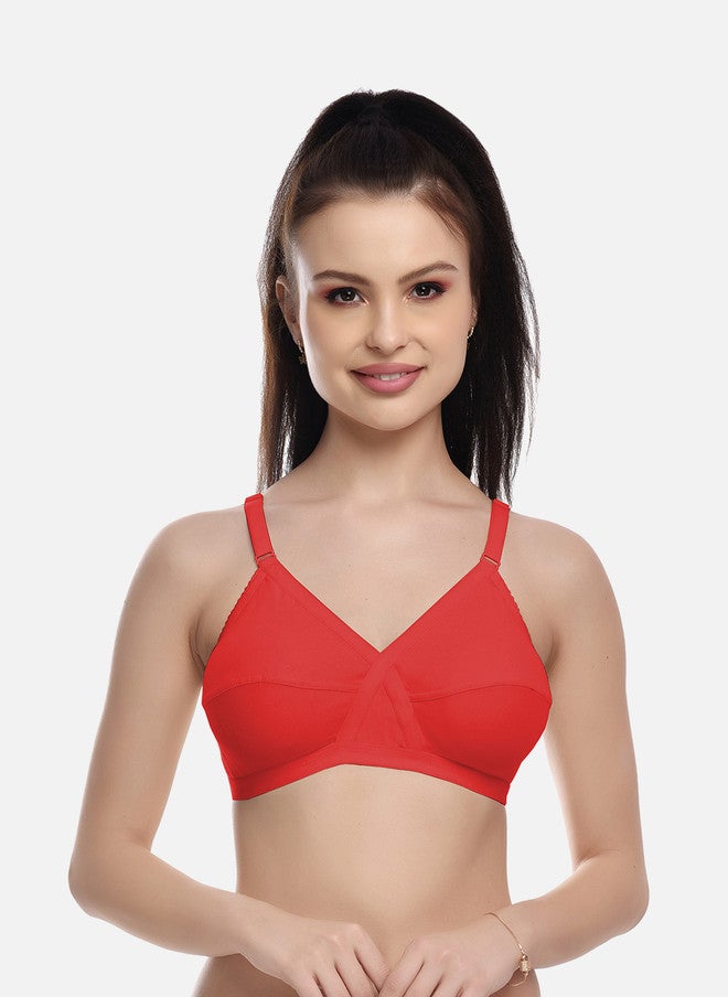 FIMS Red Cotton Blend Everyday Non-Padded Bra - Image 1