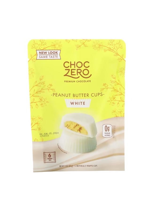 CHOCZERO White Chocolate Peanut Butter Cups 6 Wrapped Cups 3 oz 85 g - Image 1