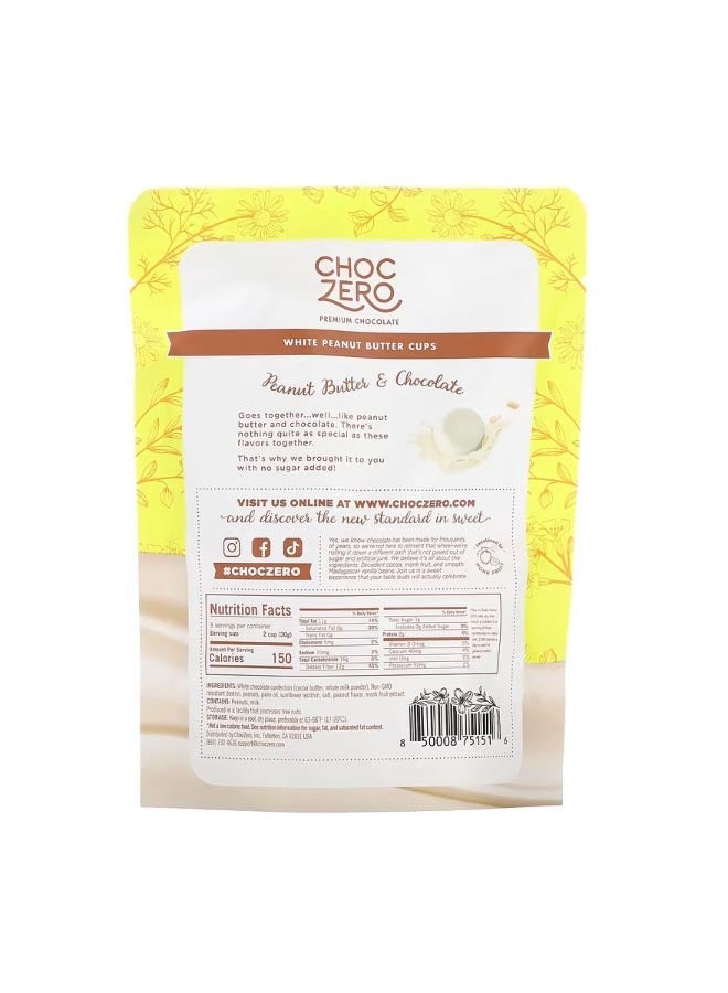 CHOCZERO White Chocolate Peanut Butter Cups 6 Wrapped Cups 3 oz 85 g - Image 2