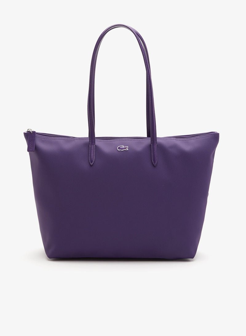 LACOSTE Lacoste Women's L12.12 Concept Fashion Versatile Large Capacity Large Size Zipper Handheld Shoulder Bag Tote Bag Large Purple 35cm * 30cm * 14cm - Image 1