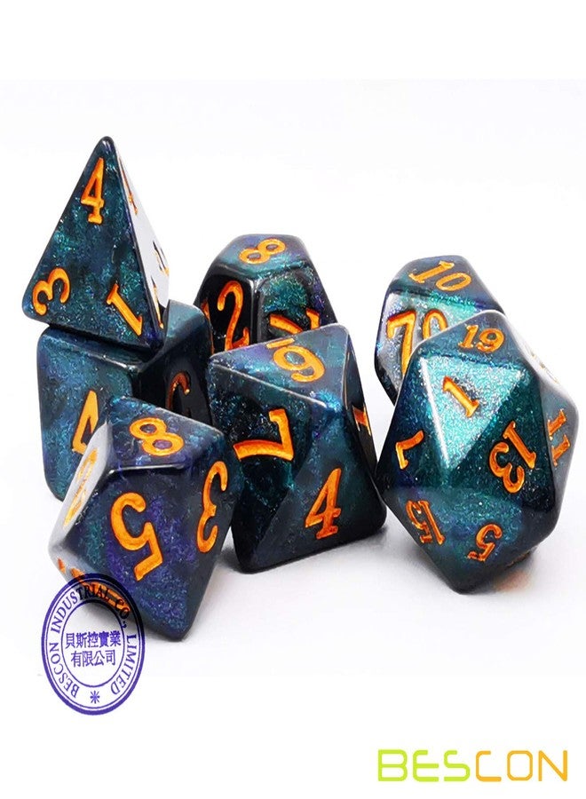 Bescon Starry Night Dice Set Series, 7pcs Polyhedral RPG Dice Set Midnight, Polybag Packing - Image 2