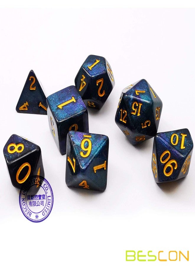 Bescon Starry Night Dice Set Series, 7pcs Polyhedral RPG Dice Set Midnight, Polybag Packing - Image 3