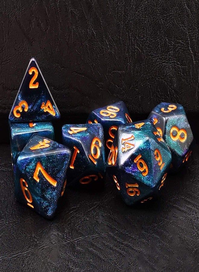 Bescon Starry Night Dice Set Series, 7pcs Polyhedral RPG Dice Set Midnight, Polybag Packing - Image 1