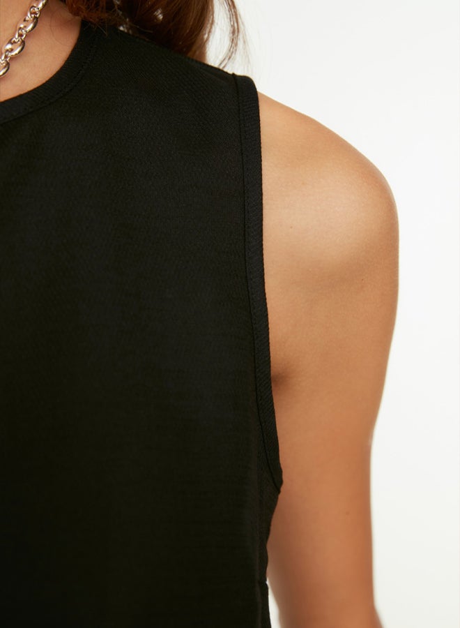 trendyol Black Sleeveless Crop Woven Linen Look Blouse  - Image 5