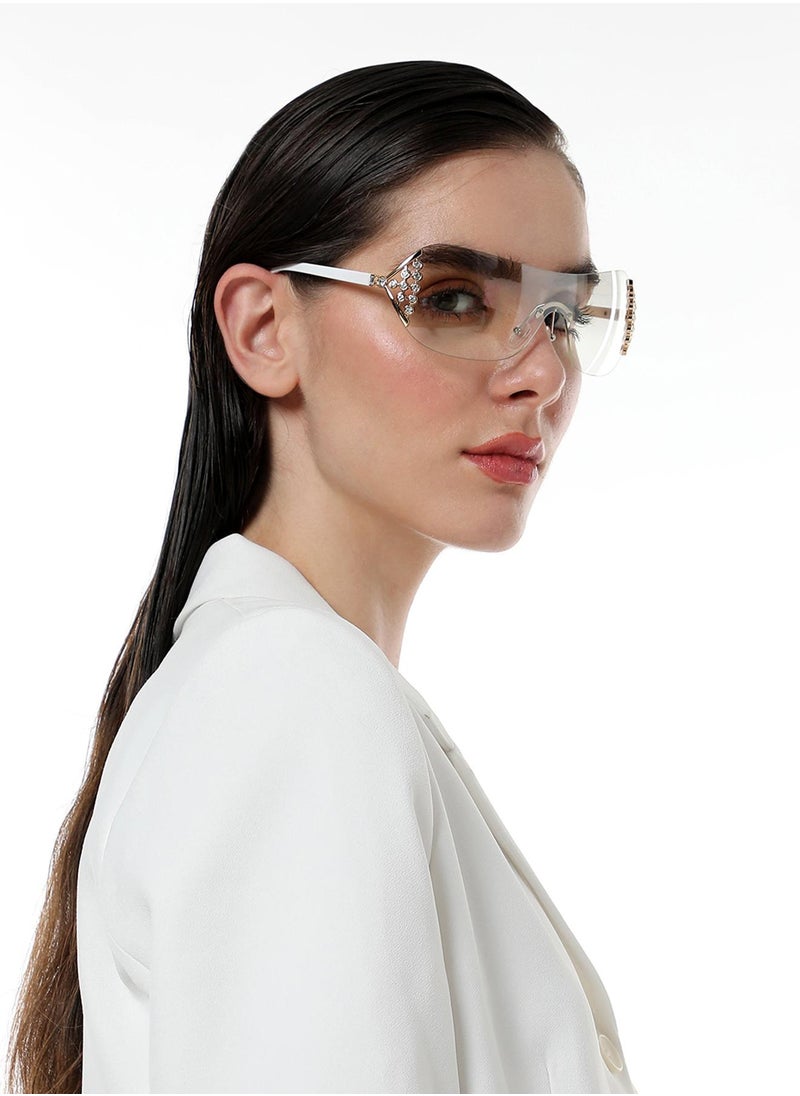 Haute Sauce The Bling Wrap Sunglasses - Daisy White  - Image 3