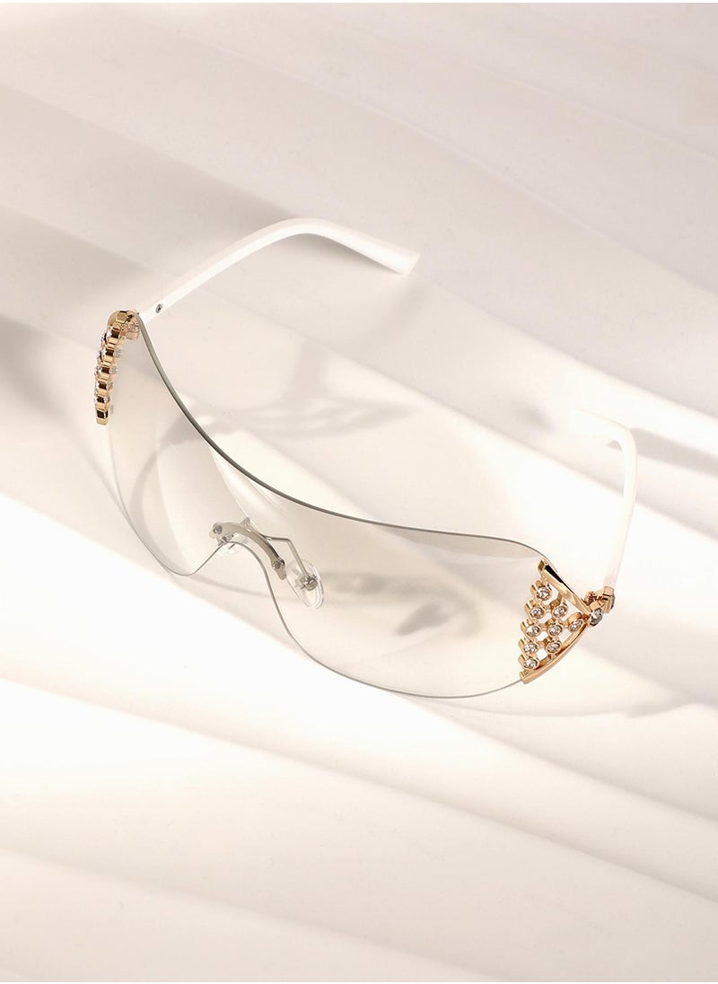 Haute Sauce The Bling Wrap Sunglasses - Daisy White  - Image 1