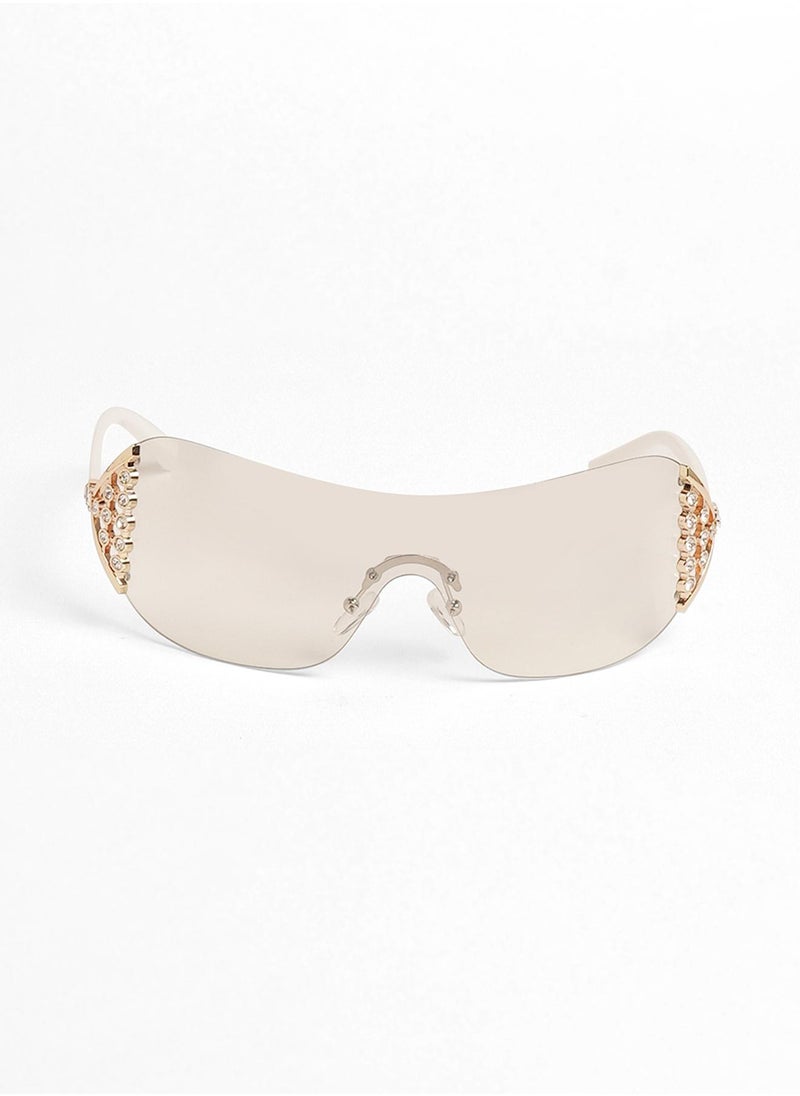 Haute Sauce The Bling Wrap Sunglasses - Daisy White  - Image 4