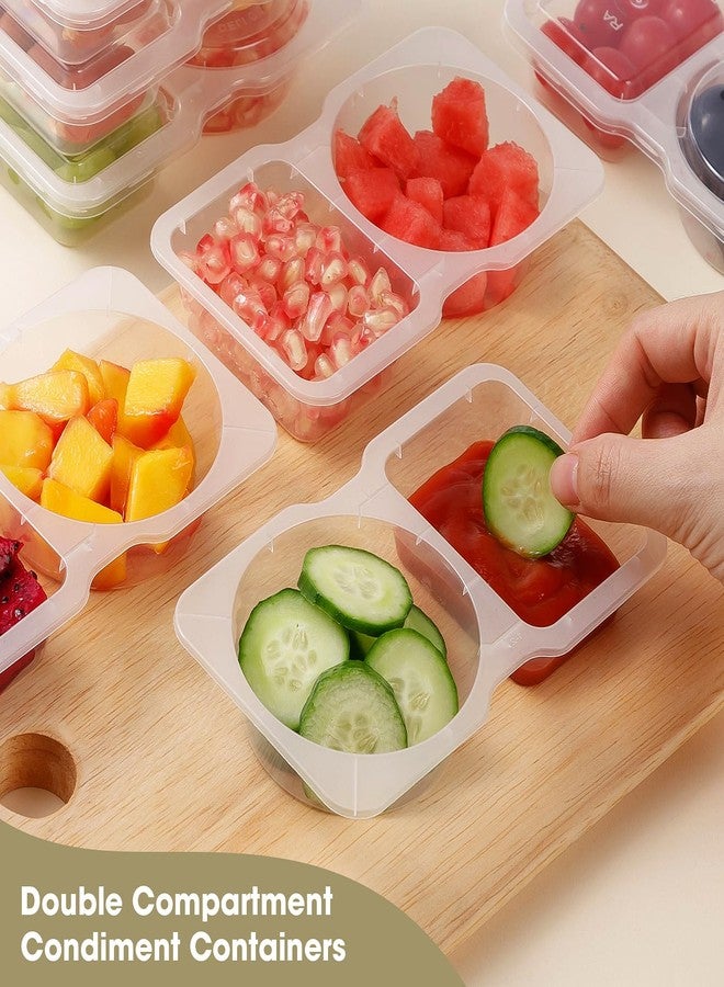 AYAYGD 50PCS Reusable Snack Containers with Lids,2 Compartment Snack Containers with 50 Spoons,Snack Pack Containers for Condiments,fruits and salads - Image 4