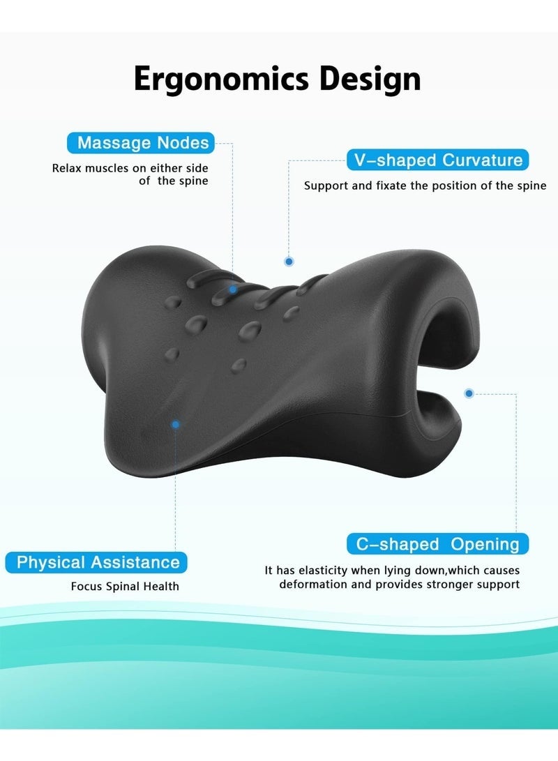 كيلا مُرخي للرقبة والكتف، وسادة تقويمية للرقبة، مُشد للرقبة لتخفيف الألم، مناسب لاسترخاء العضلات وتخفيف آلام المفصل الصدغي الفكي (أسود) - Image 5