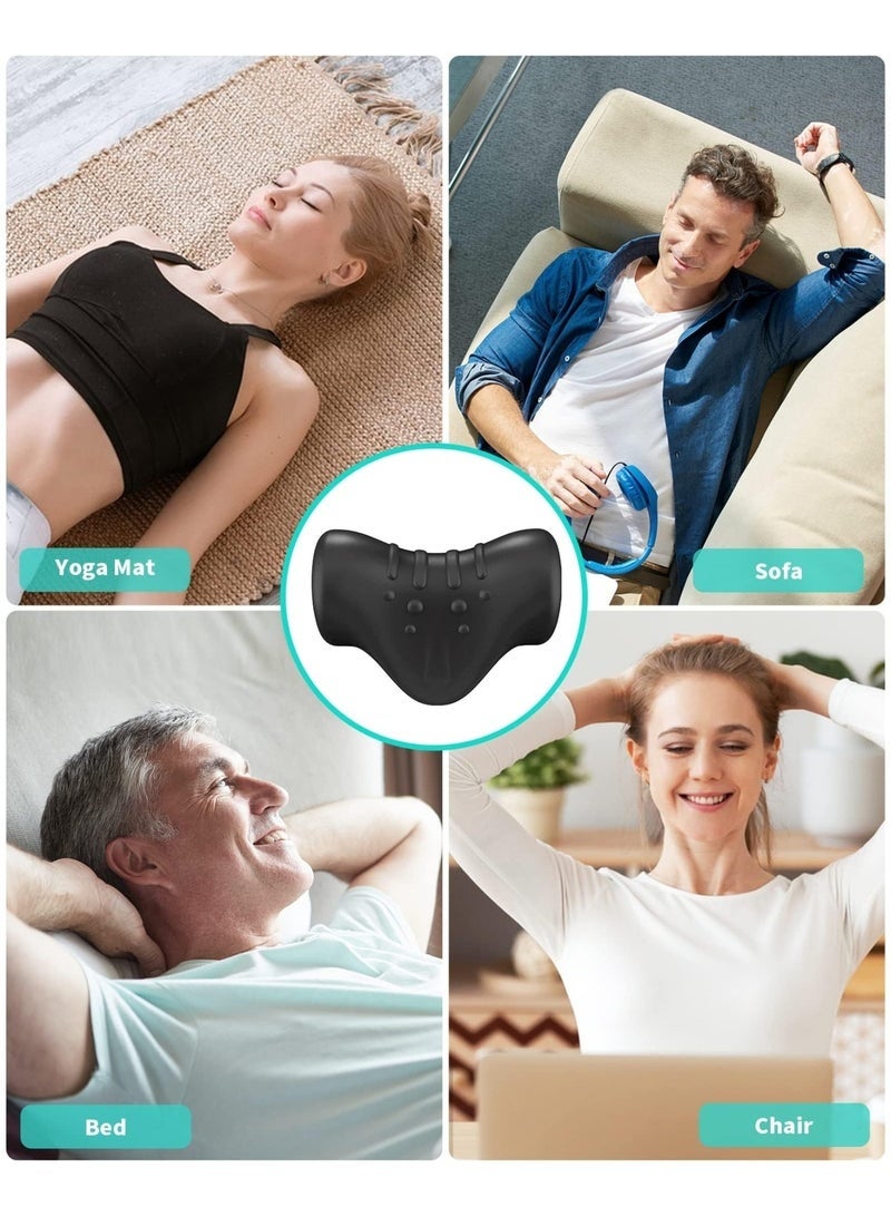 كيلا مُرخي للرقبة والكتف، وسادة تقويمية للرقبة، مُشد للرقبة لتخفيف الألم، مناسب لاسترخاء العضلات وتخفيف آلام المفصل الصدغي الفكي (أسود) - Image 3