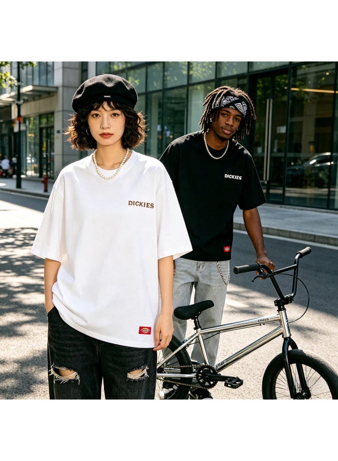 Dickies Summer Must-Have: Solid Color 100% Cotton Round Neck T-Shirt – Couple's Style, Loose Casual Layering Short Sleeve‌ - Image 4