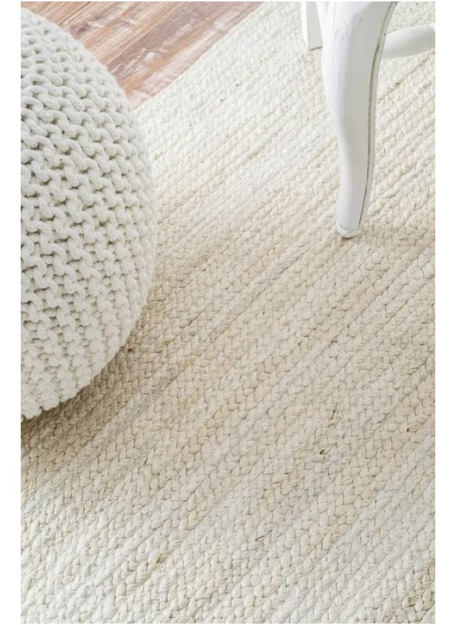 HANDPICKED FURNITURE - Jute Wool And Cotton White Rectangular Carpet Ultra Soft Area Carpets For Bed Room Living Room And Dining Room Anti-Slip Floor Carpets Easy To Clean Made In Turkey 300X400Cm - Image 1