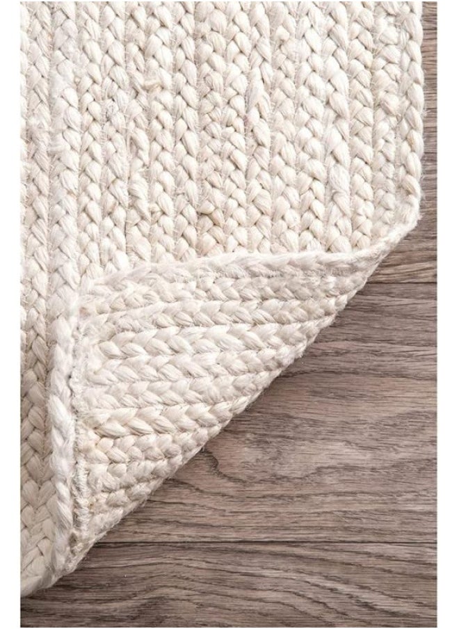 HANDPICKED FURNITURE - Jute Wool And Cotton White Rectangular Carpet Ultra Soft Area Carpets For Bed Room Living Room And Dining Room Anti-Slip Floor Carpets Easy To Clean Made In Turkey 300X400Cm - Image 1