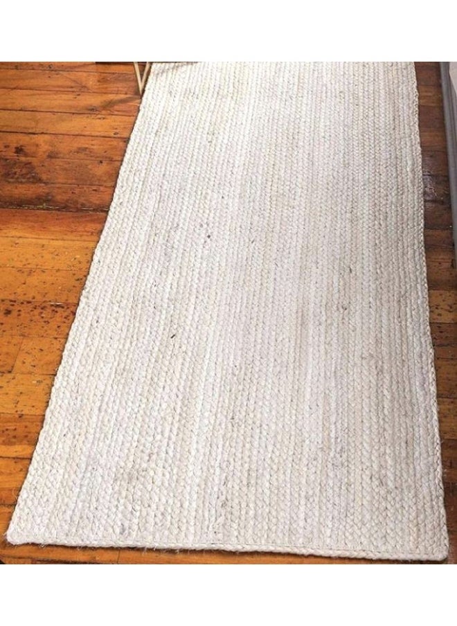 HANDPICKED FURNITURE - Jute Wool And Cotton White Rectangular Carpet Ultra Soft Area Carpets For Bed Room Living Room And Dining Room Anti-Slip Floor Carpets Easy To Clean Made In Turkey 300X400Cm - Image 1
