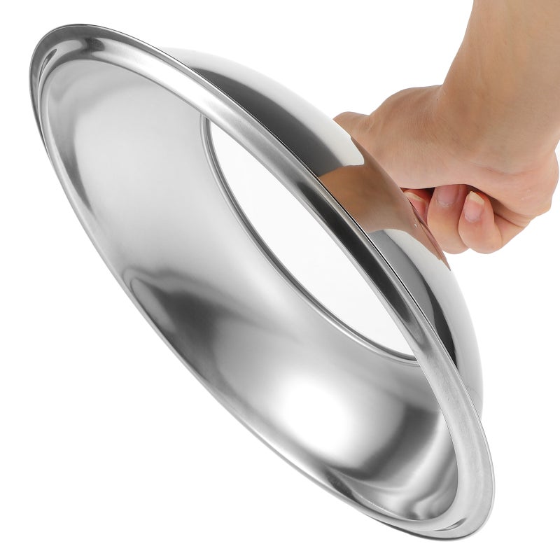 1 Set Stainless Steel Lid Pot Metal Lid Covering Reusable Pot Lid Multipurpose Lid with Wood Handle - Image 4