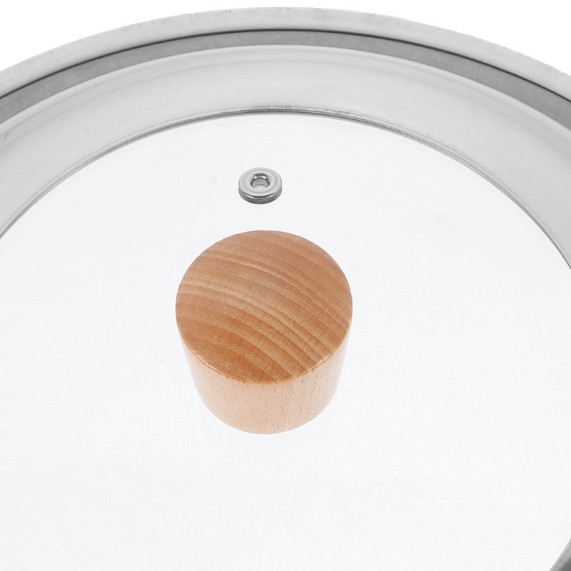 1 Set Stainless Steel Lid Pot Metal Lid Covering Reusable Pot Lid Multipurpose Lid with Wood Handle - Image 5