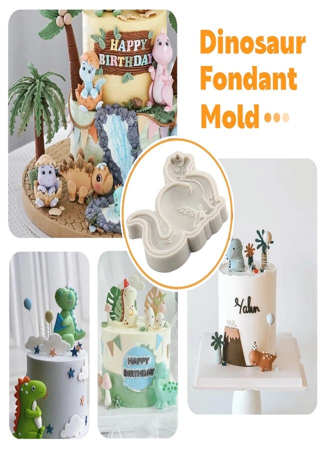 Sijiangmold Dinosaur Fondant Silicone Molds For Dinosaur Cake Decorating Chocolate Candy Cupcake Topper Polymer Clay Set Of 6 - Image 4