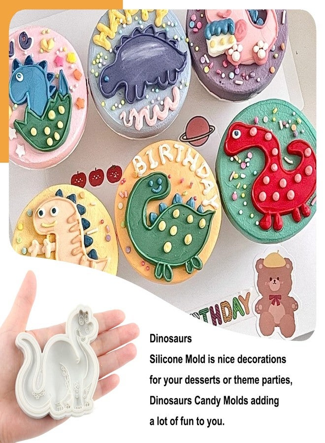 Sijiangmold Dinosaur Fondant Silicone Molds For Dinosaur Cake Decorating Chocolate Candy Cupcake Topper Polymer Clay Set Of 6 - Image 3