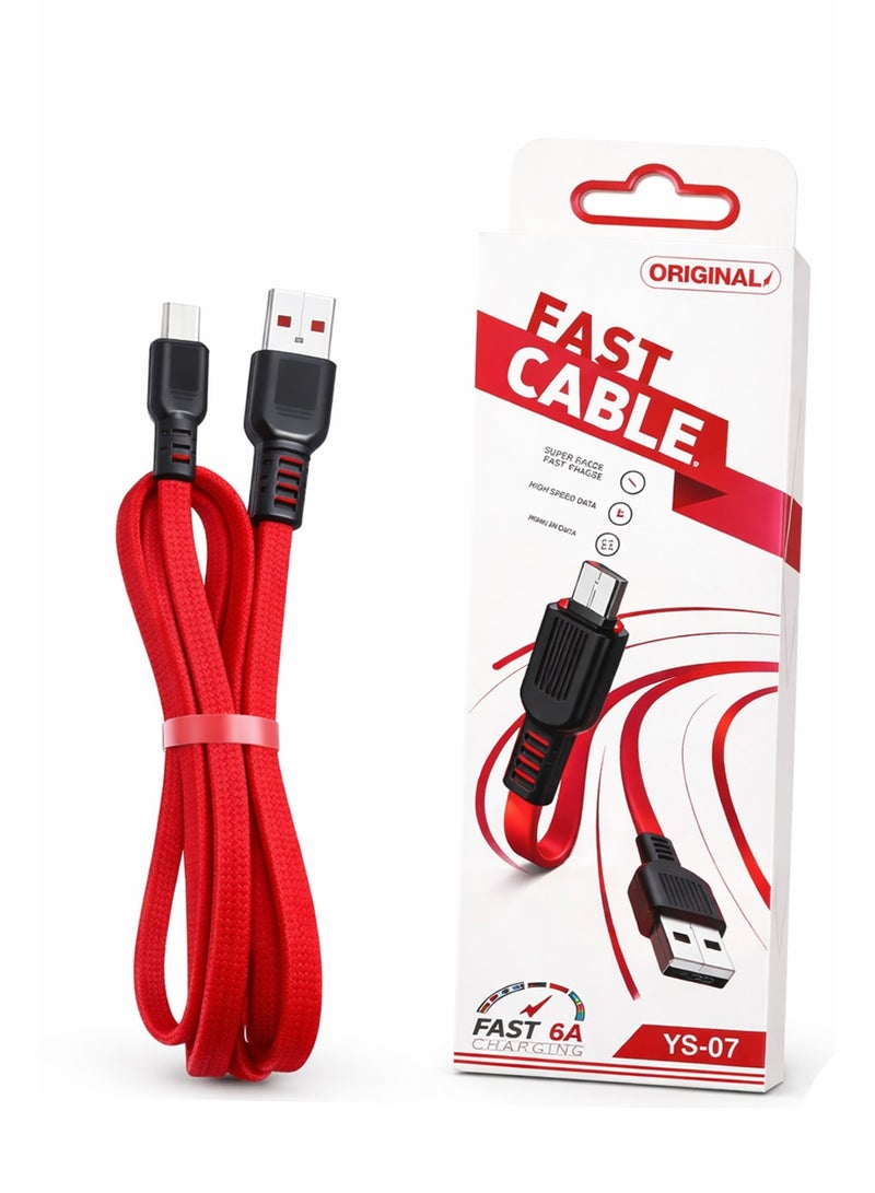 USB Type C Fast Charging Cable 6A 1 Meter Braided Charging Cord High Speed Data Transfer Durable Nylon USB-C Cable for Android Devices Power Charging - Image 5